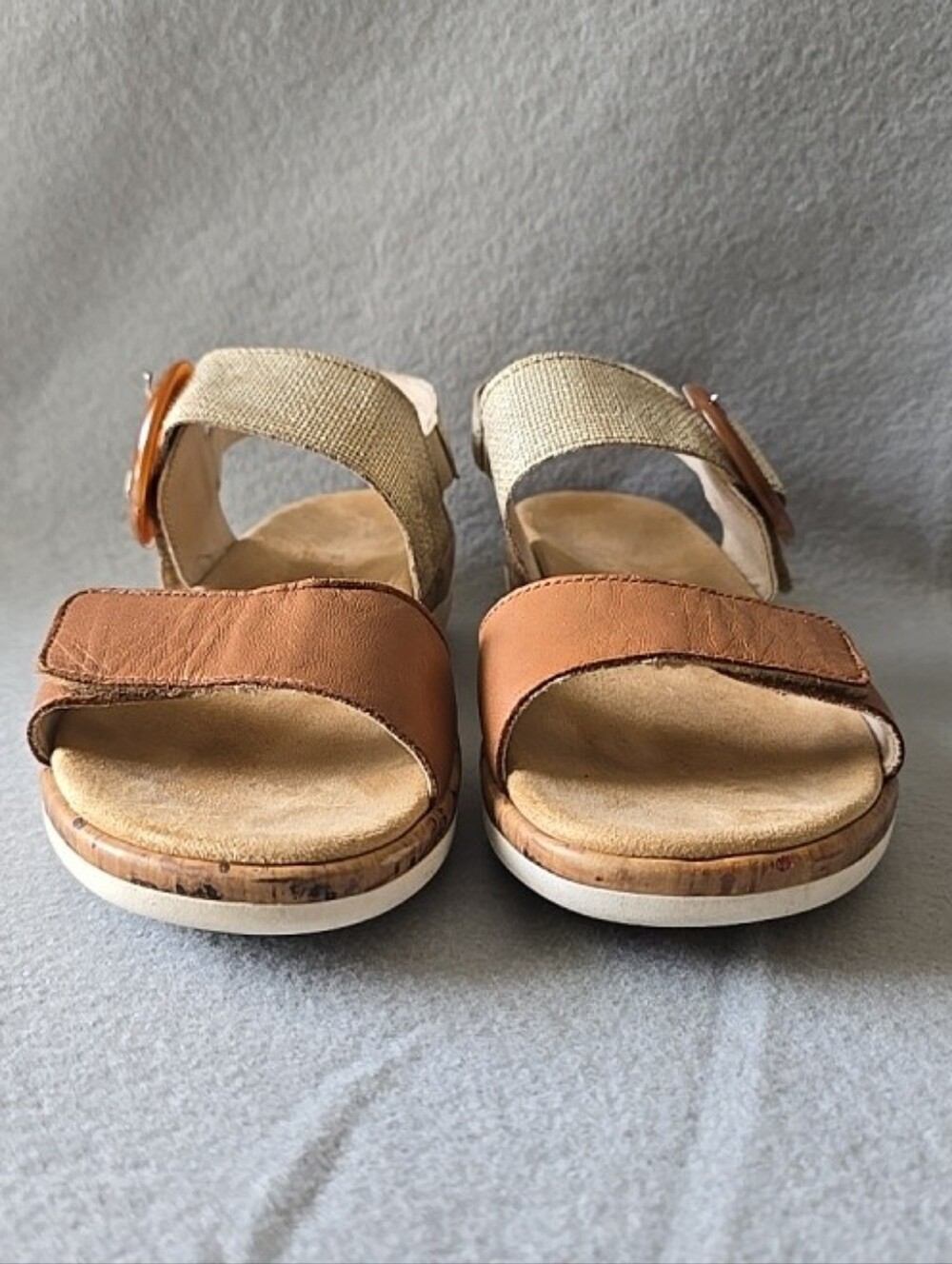 Remonte Tan and Beige Women's Adjustable Strap Sandals